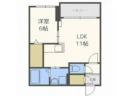 カームヴィレッジ(1LDK/2階)の間取り写真