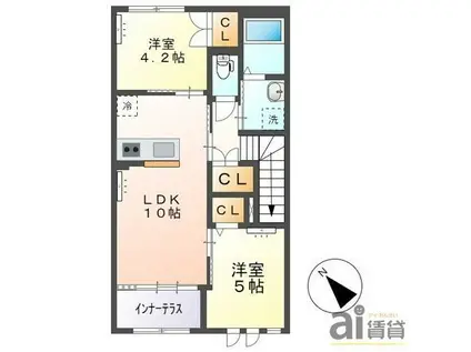 PURUMERIAプルメリア(2LDK/2階)の間取り写真