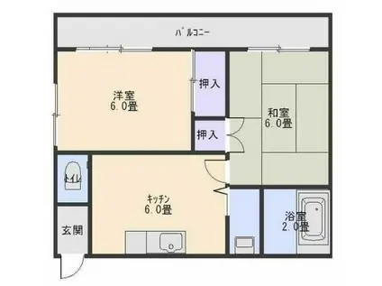 メゾンひまわり(2DK/4階)の間取り写真