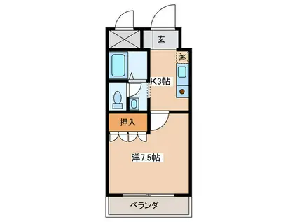 コンフォース・S(1K/2階)の間取り写真
