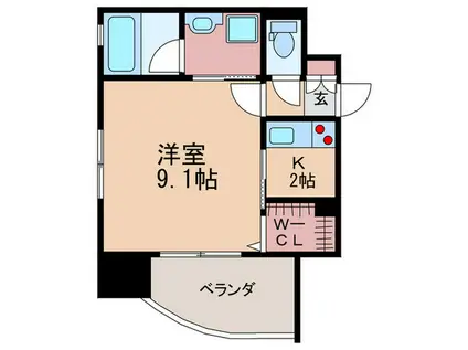 ルービンス宇品海岸(1K/7階)の間取り写真