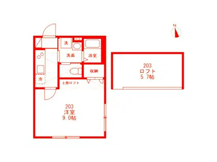 FELICE金沢文庫(1K/2階)の間取り写真