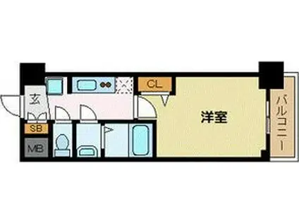 プレサンス新大阪イオリア(1K/2階)の間取り写真