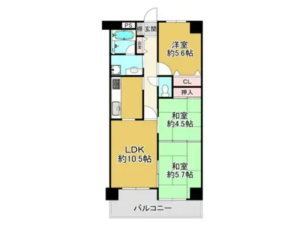 ライオンズマンション姫路西今宿(3LDK/1階)の間取り写真