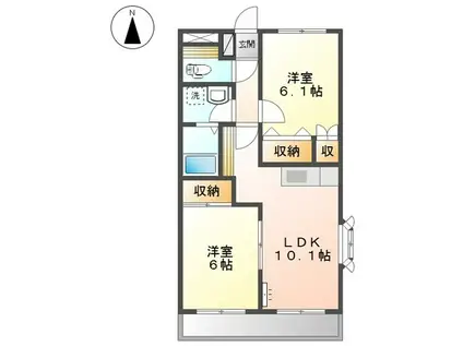 エスポワールII番館(2LDK/2階)の間取り写真