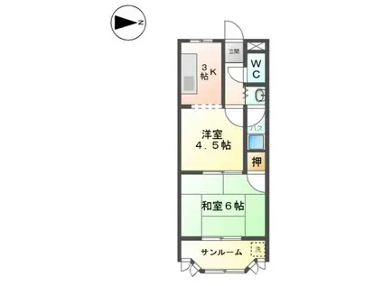 シャンブルクレールU I(2K/2階)の間取り写真