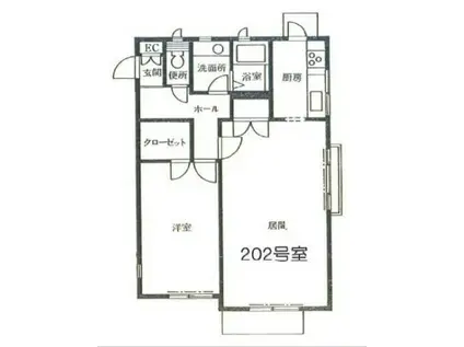 関山マンション(1LDK/2階)の間取り写真