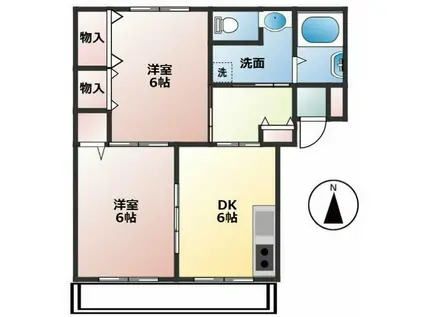 メゾンボヌールII(2DK/1階)の間取り写真