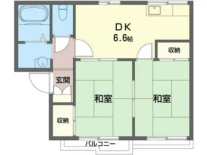 グリーンハイツ城山A(2DK/2階)の間取り写真