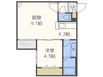 ヴィラ・デ・グラシア(1LDK/2階)の間取り写真