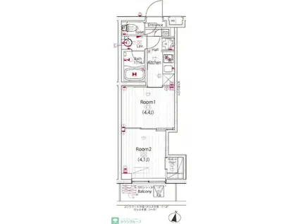 ガーラ・ステーション川崎久地(2K/4階)の間取り写真