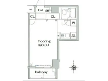 GRAZIA方南町(1K/4階)の間取り写真