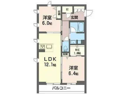 プランドール桜(2LDK/1階)の間取り写真