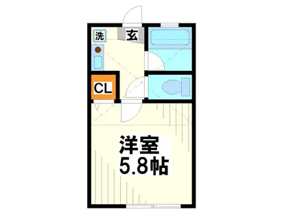 りヴィエール調布(1K/2階)の間取り写真