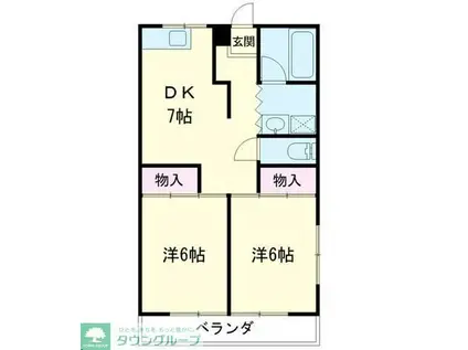 ドリームハイツ桶川(2DK/3階)の間取り写真