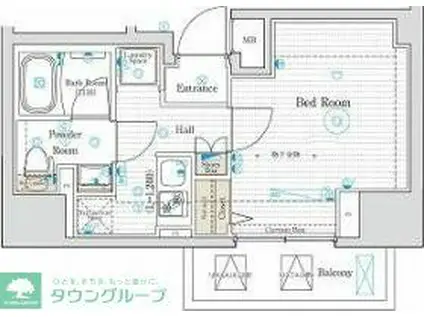 ベルグレード王子 DUE(1K/7階)の間取り写真