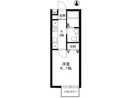 アヴェネンテ世田谷(1K/1階)の間取り写真