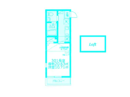 モンステラ渡田(1K/1階)の間取り写真