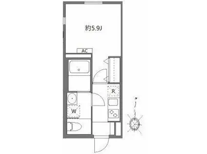 グランピア荻窪(1K/2階)の間取り写真