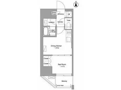 ブリリアイスト新御徒町(1DK/5階)の間取り写真