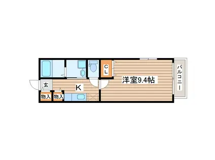 プリムローズ(1K/2階)の間取り写真