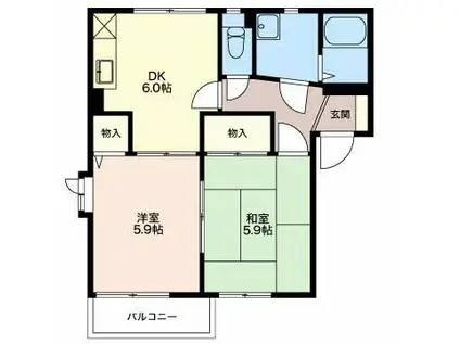 アルコバレーノI(2DK/1階)の間取り写真