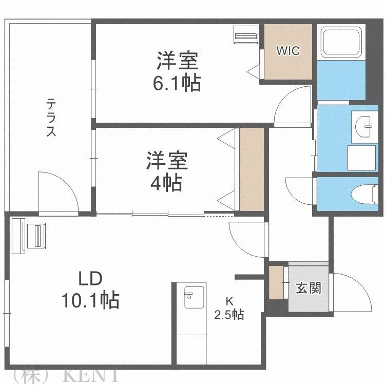 アルファスクエア円山2条(2LDK/1階)の間取り写真