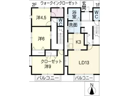ウィンヒルD(3LDK/2階)の間取り写真