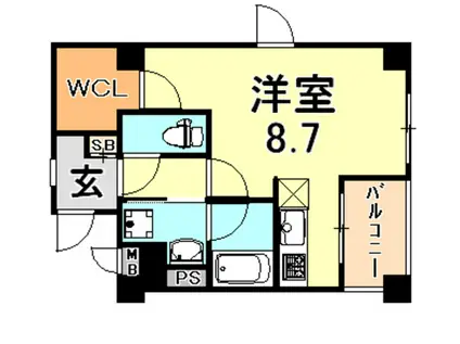 カノン甲南山手(1K/2階)の間取り写真