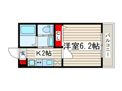 B PROUD(1K/2階)の間取り写真