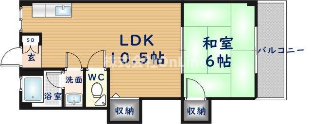 小畑コーポラスA棟(1LDK/2階)の間取り写真