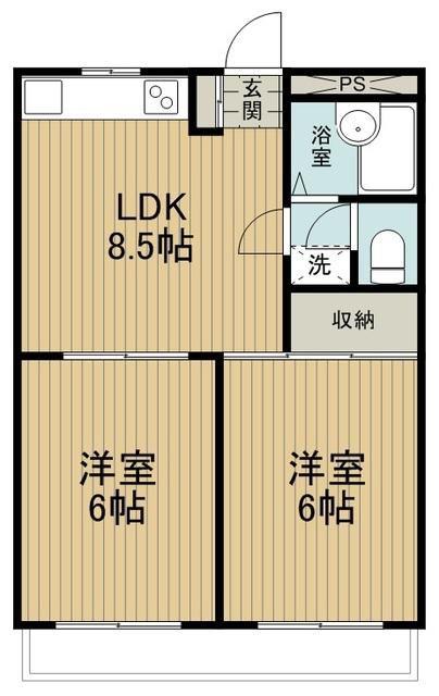 富士見パークマンション(2DK/4階)の間取り写真