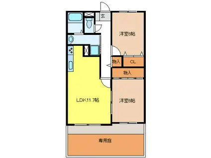 F・BLOOM I(2LDK/1階)の間取り写真