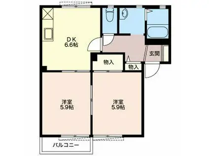 エトワールK C(2DK/2階)の間取り写真