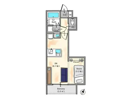 MAISON AOMI (ワンルーム/2階)の間取り写真