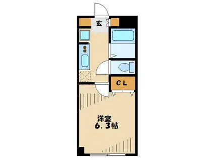 マウンテンハイツ(1K/2階)の間取り写真