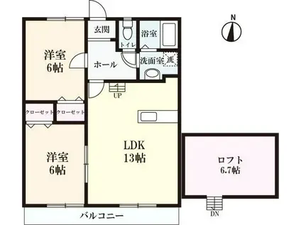 SERAI八番館 A棟(2LDK/2階)の間取り写真