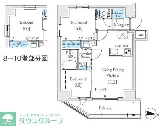 プライムブリス品川中延(2LDK/9階)の間取り写真