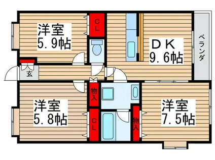 ヌーベルバーグ常盤平(3DK/5階)の間取り写真