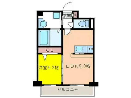 アイ・ウエスト高宮(1LDK/1階)の間取り写真