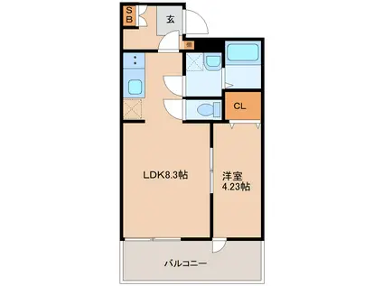 志波町アパート(1LDK/3階)の間取り写真