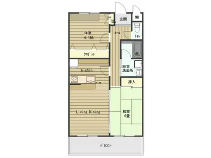 サンハイツ寿C棟(2LDK/3階)の間取り写真