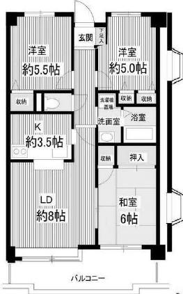 ベルグプレシャデス船橋(3LDK/3階)の間取り写真