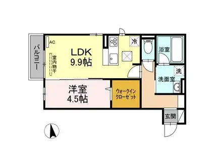 リカーム/オクト(1LDK/1階)の間取り写真