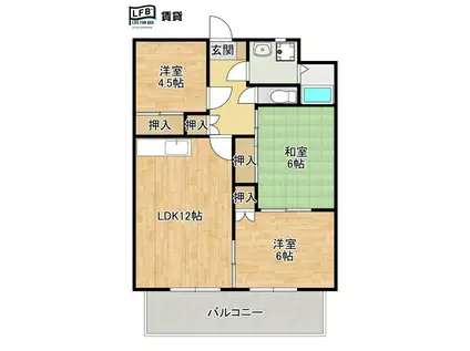 アーバン楠本I(3LDK/2階)の間取り写真