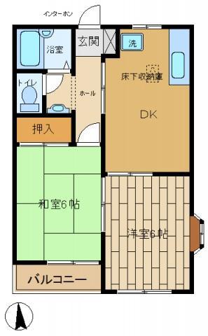 リューベルI(2DK/1階)の間取り写真