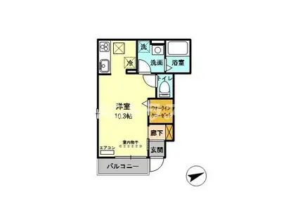 APOLLO(ワンルーム/1階)の間取り写真