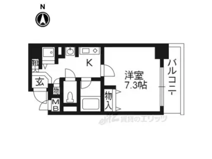 べラジオ五条烏丸(1K/2階)の間取り写真