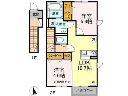クローバーB201(2LDK/2階)の間取り写真