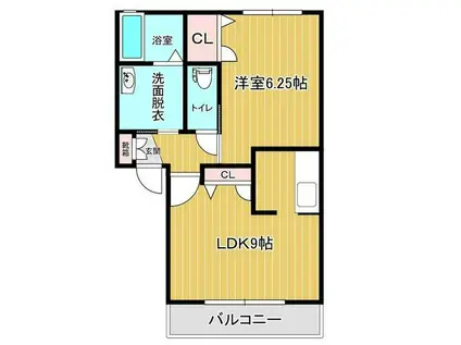 アディエス(1LDK/2階)の間取り写真